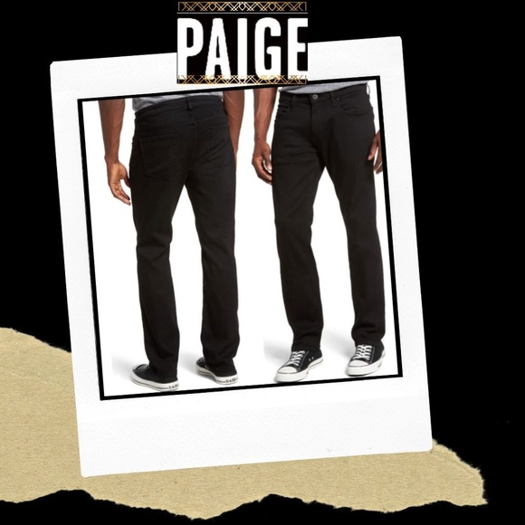 PAIGE Lennox Slim Straight Leg Jeans Black NWOT - Picture 1 of 5